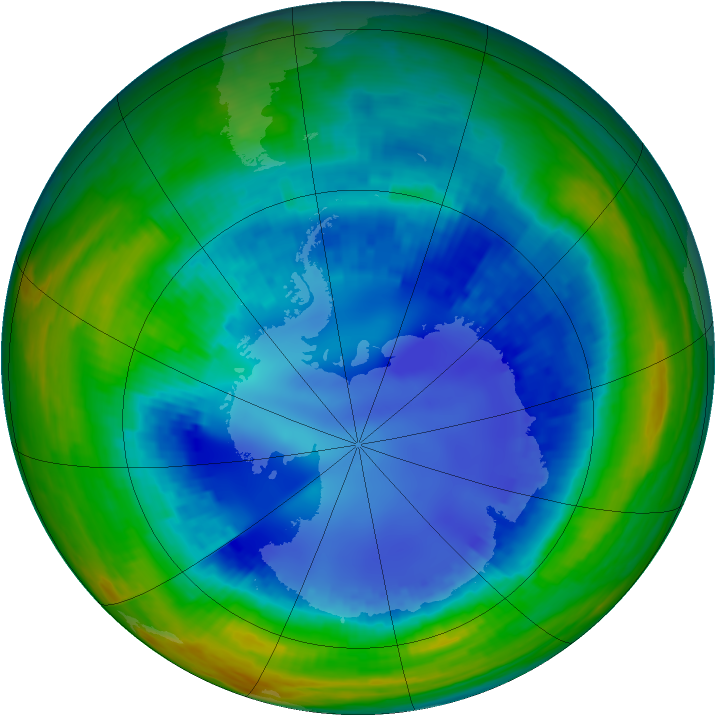 Antarctic ozone map for 18 August 2001